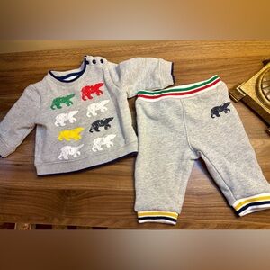 HBC Stripes 0-6 month 2 pc sweatsuit